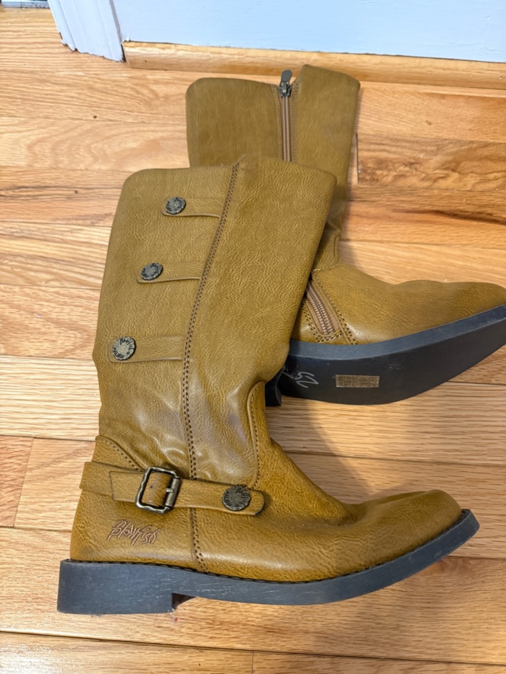 Kids Tall Slip-On Riding Boots in Mustard - Picture 3 of 4